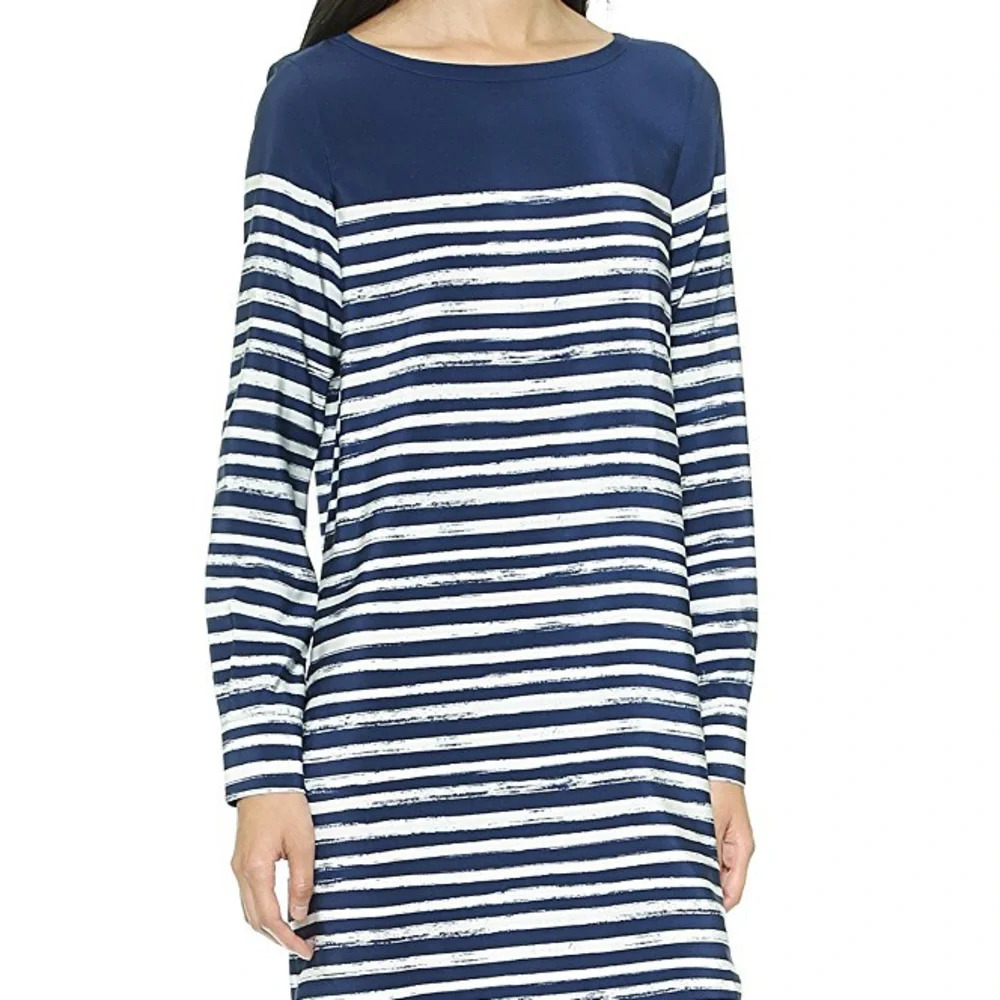 VINCE NWT Marker Stripe Long Sleeve Silk Dress - Picture 3 of 8